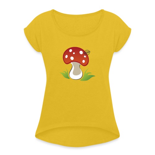 Mushroom - Symbols of Happiness - Women's T-Shirt with rolled up sleeves