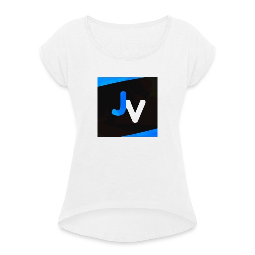 logo - Vrouwen T-shirt met opgerolde mouwen