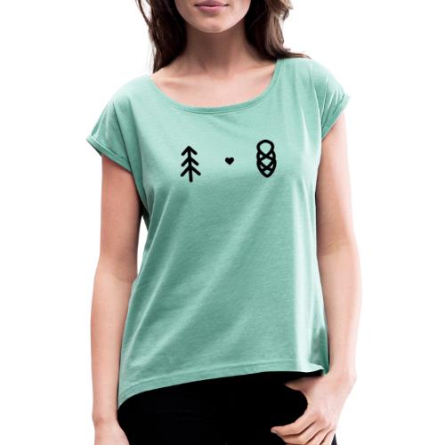 Schwarzwaldliebe minimalistisch schwarz - Frauen T-Shirt mit gerollten Ärmeln