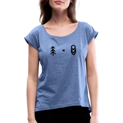 Schwarzwaldliebe minimalistisch schwarz - Frauen T-Shirt mit gerollten Ärmeln