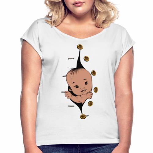 Design 1 baby without smile buttons right - T-shirt à manches retroussées Femme