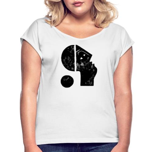 Mann im Mond - Frauen T-Shirt mit gerollten Ärmeln