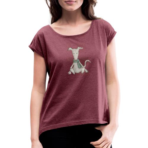 Windhund Baby - Frauen T-Shirt mit gerollten Ärmeln