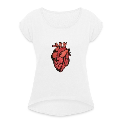 Heart - Vrouwen T-shirt met opgerolde mouwen