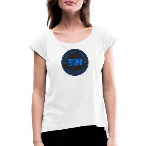 techno est 1980 - Frauen T-Shirt mit gerollten Ärmeln