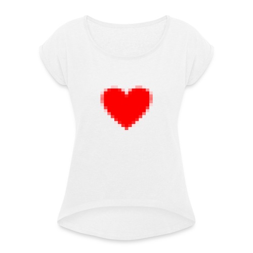 8-bit Pixels Rood Liefdes Hart - Vrouwen T-shirt met opgerolde mouwen
