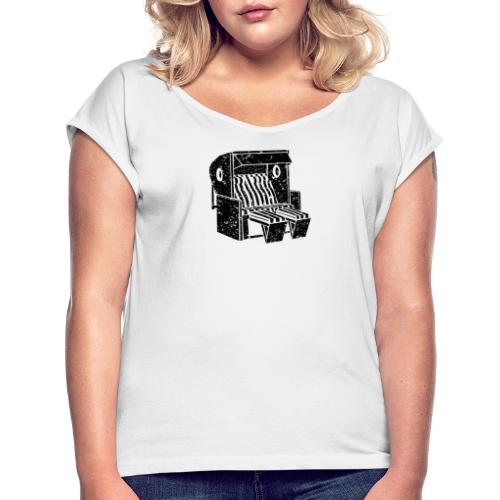 Strandkorb Illustration von Clarissa Schwarz - Frauen T-Shirt mit gerollten Ärmeln
