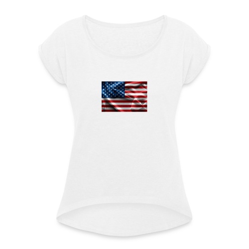 amerikaanse vlag - Vrouwen T-shirt met opgerolde mouwen