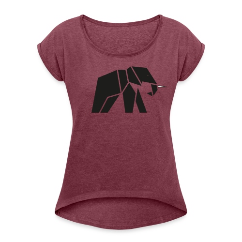 Schönes Elefanten Design für Elefanten Fans - Frauen T-Shirt mit gerollten Ärmeln