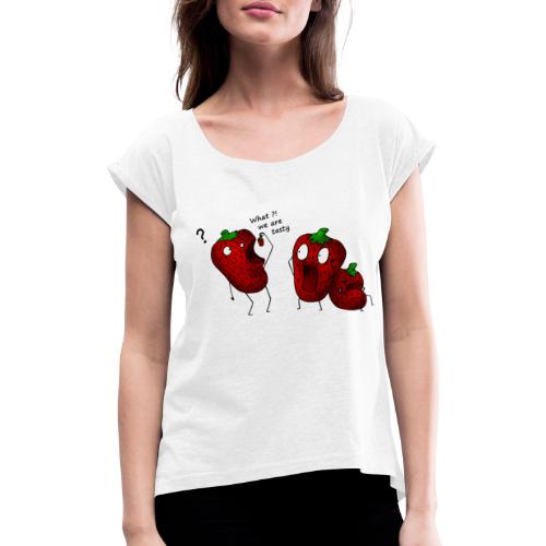 What we are tasty Erdbeeren - Frauen T-Shirt mit gerollten Ärmeln