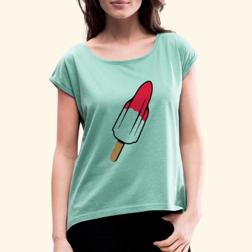 Raketeneis Eis am Stiel T Shirt - Frauen T-Shirt mit gerollten Ärmeln