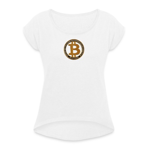 Bitcoin offen - Frauen T-Shirt mit gerollten Ärmeln