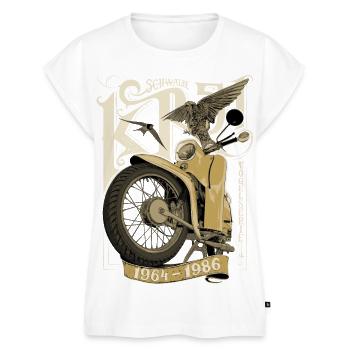 Simson Schwalbe KR51 - Frauen Premium Bio Top - Weiß - Vorne - AI Model Female 172 light (172cm)