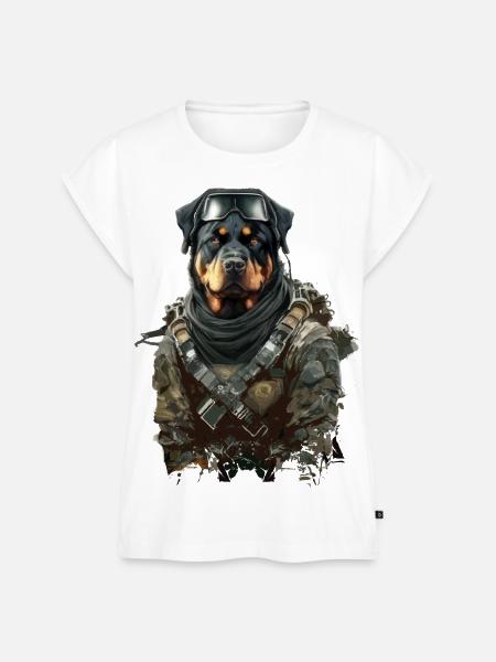 Rottweiler als Soldat - Frauen Premium Bio Top - Weiß