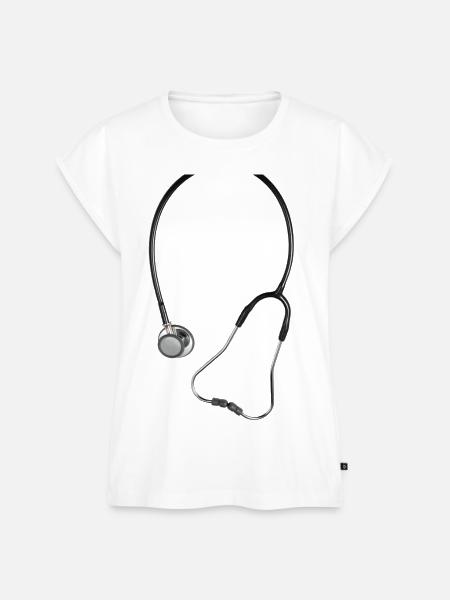 Realistischer Stethoskop - Frauen Premium Bio Top - Weiß