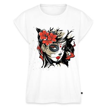 Tag der Toten,Girl,Mädchen Shirt Geschenk,Catrina - Frauen Premium Bio Top - Weiß - Vorne - AI Model Female 172 light (172cm)