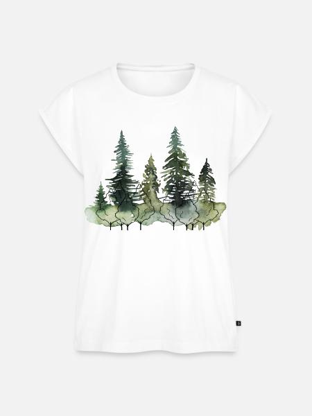 Waldwald Wasserfarben Landschaft - Frauen Premium Bio Top - Weiß