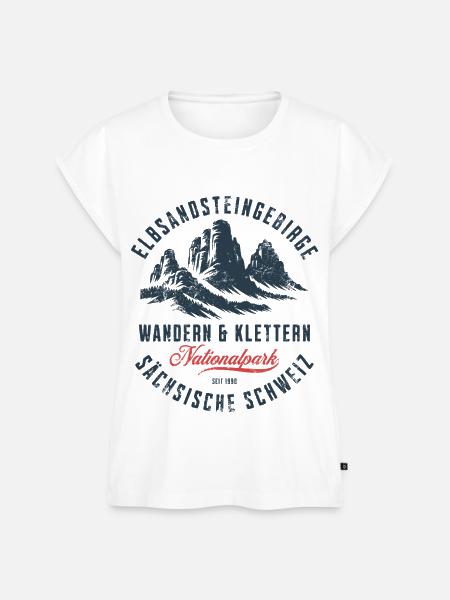 Elbsandsteingebirge Wandern & Klettern Design - Frauen Premium Bio Top - Weiß