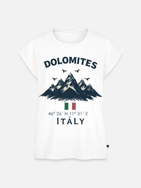 Dolomiten mit italienischer Flagge - Frauen Premium Bio Top - Weiß