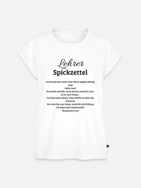 Lehrer Spickzettel, lustiges Geschenk für Lehrerin - Frauen Premium Bio Top - Weiß
