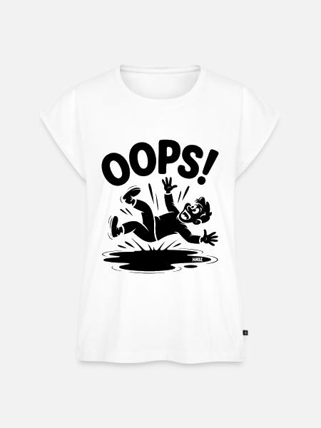 OOPS Sturz Cartoon Lustiger Fall - Frauen Premium Bio Top - Weiß