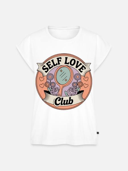 Selbstliebe Club Spiegel Badge - Frauen Premium Bio Top - Weiß