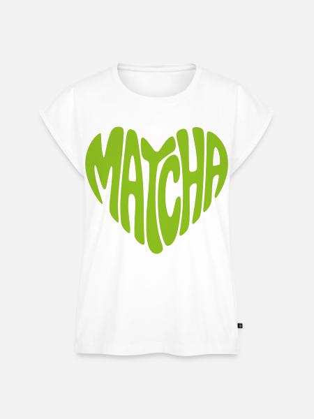Matcha Herz Form - Frauen Premium Bio Top - Weiß