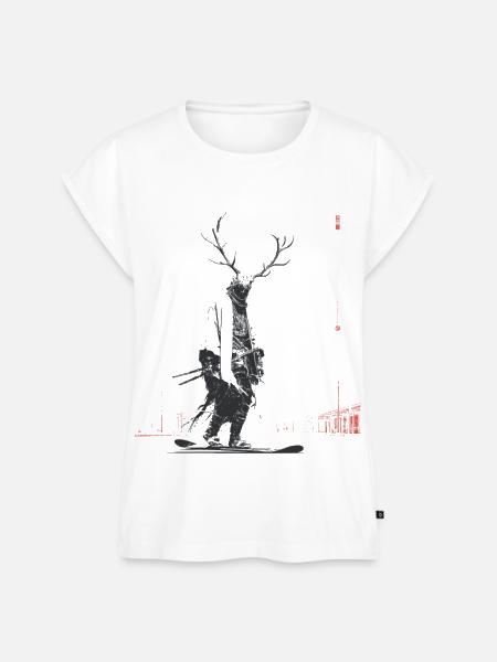 Waldgeist mit Geweihbaum - Frauen Premium Bio Top - Weiß