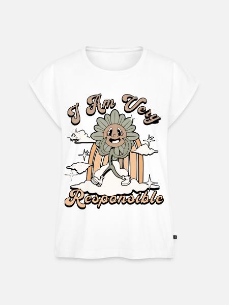 Lustiges Sonnenblumen-T-Shirt - Frauen Premium Bio Top - Weiß