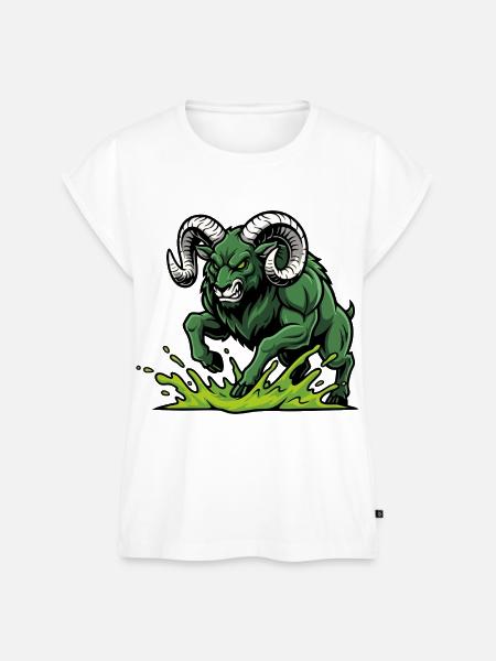 Ram Green Toxic Charge Maskottchen Ram - Frauen Premium Bio Top - Weiß