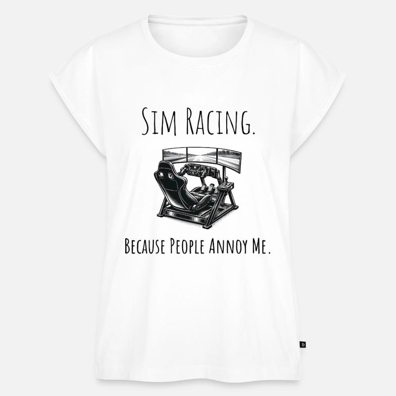 Cadeau amusant de simulation de course - Vrai simulateur e-sport - Haut bio Premium Femme - blanc