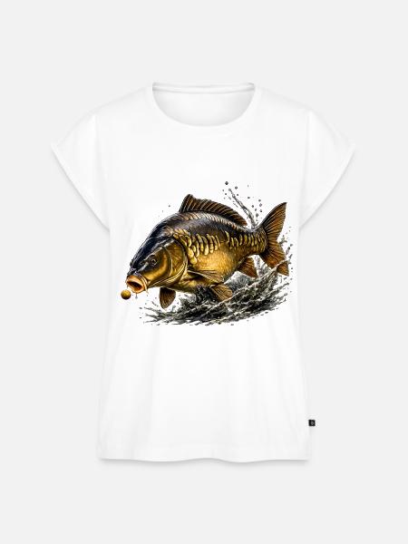 Spiegelkarpfen-Boilie-Strike-Angeldesign - Frauen Premium Bio Top - Weiß