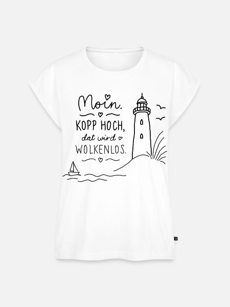 Moin Kopp Hoch Wolkenlos - Frauen Premium Bio Top - Weiß