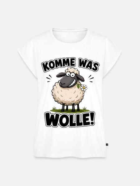 Komme Was Wolle – Schmuse-Schaf Design - Frauen Premium Bio Top - Weiß