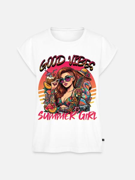 Gute Vibes Summer Girl - Frauen Premium Bio Top - Weiß