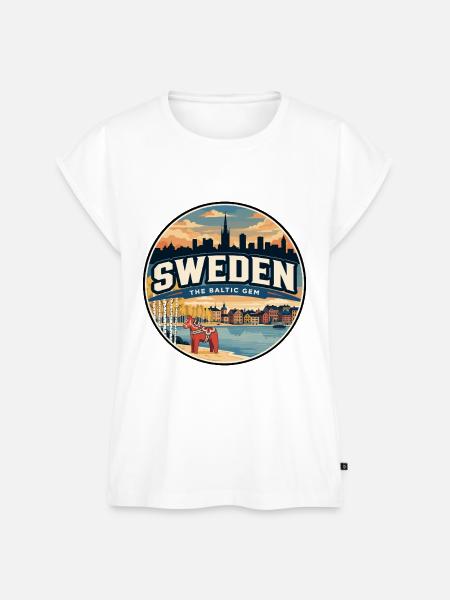 Retro Sweden Dala Pferde-Reiseabzeichen - Frauen Premium Bio Top - Weiß