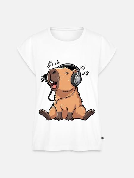Capybara Musik SIngen - Frauen Premium Bio Top - Weiß