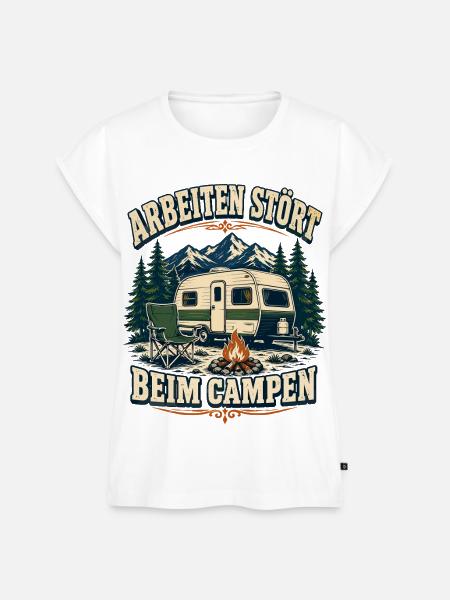 Arbeiten stört beim Campen – Bergcamping - Frauen Premium Bio Top - Weiß