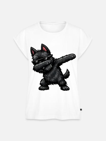 Dabbing Scottish Terrier im Comic Stil - Frauen Premium Bio Top - Weiß