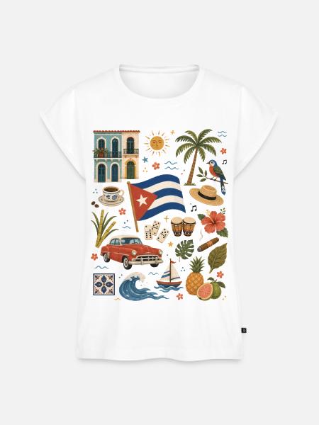 Kuba | Oldtimer, Musik & Karibik - Frauen Premium Bio Top - Weiß