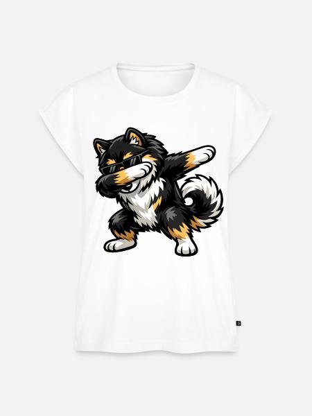 Dabbing Finnischer Lapphund - Frauen Premium Bio Top - Weiß