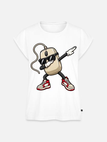 Dabbing Retro Computermaus - Frauen Premium Bio Top - Weiß