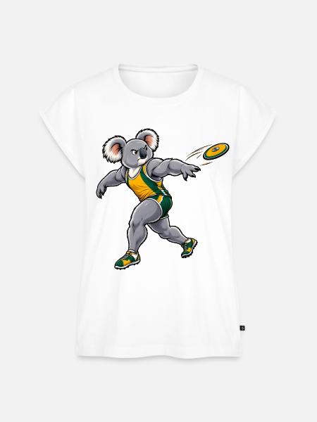 Koala beim Diskuswurf – Leichtathletik - Frauen Premium Bio Top - Weiß