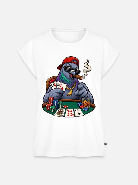 Coole Taube beim Poker - Frauen Premium Bio Top - Weiß