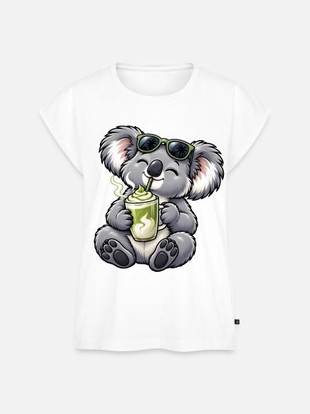 Süßer Koala mit Matcha Latte - Frauen Premium Bio Top - Weiß