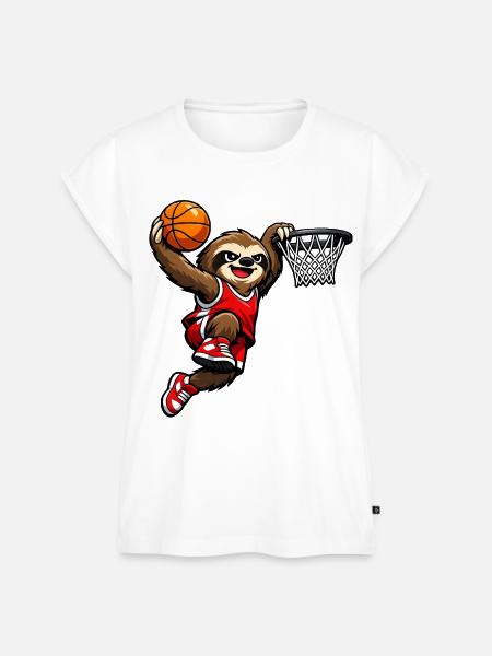 Faultier beim Basketball Slam Dunk - Frauen Premium Bio Top - Weiß