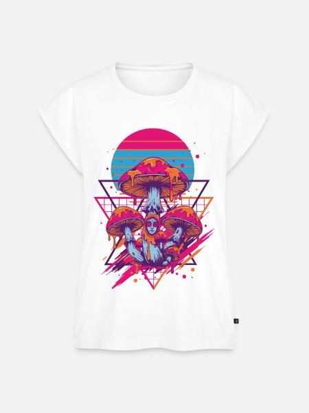 Psychedelische Festival-Hippie-Pilz-Batik-Pilze - Frauen Premium Bio Top - Weiß