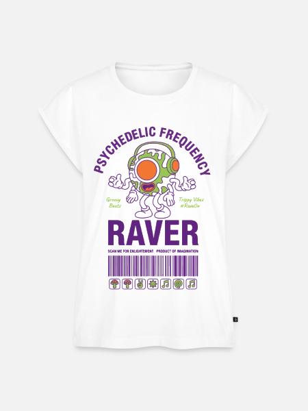 Psychedelic Frequency Raver Trippy Mushroom Rave - Frauen Premium Bio Top - Weiß