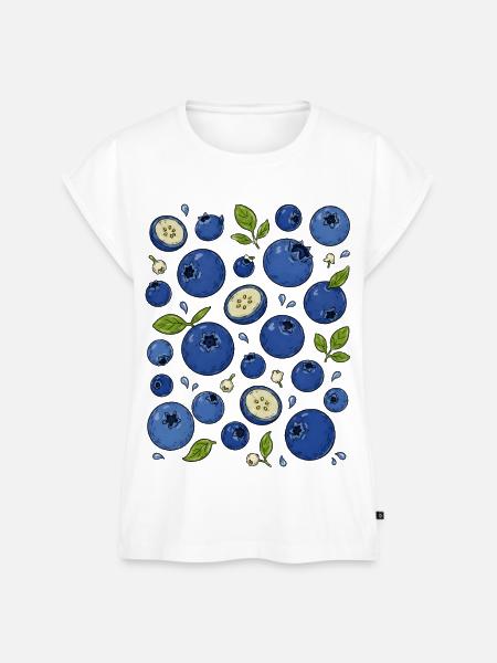 Blaubeeren | Beeren & Botanik - Frauen Premium Bio Top - Weiß