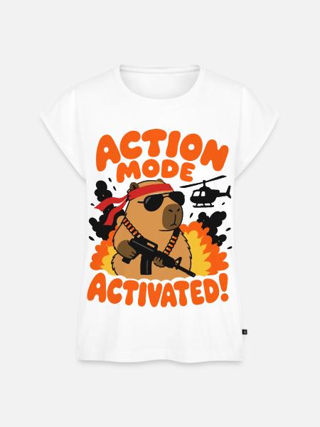 Action Mode Activated – Capybara-Actionheld - Frauen Premium Bio Top - Weiß